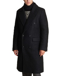 KARL LAGERFELD PARIS Wool Blend Double Breasted Topcoat