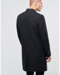 Asos Wool Mix Overcoat In Black