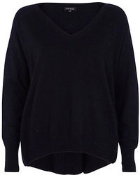 River Island Black Elbow Patch Oversized Sweater