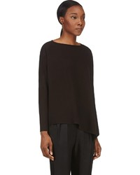 Helmut Lang Black Oversize Asymmetrical Villous Sweater