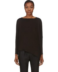 Helmut Lang Black Oversize Asymmetrical Villous Sweater