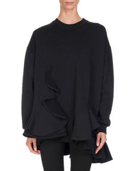 Givenchy Cotton Ruffle Hem Sweatshirt Black