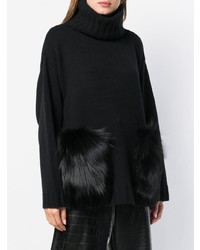 Yves Salomon Fur Applique Turtleneck Sweater