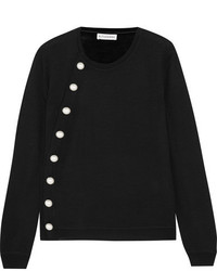 Altuzarra Minamoto Pearl Embellished Merino Wool Sweater Black