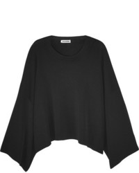 Jil Sander Oversized Cropped Knitted Sweater Black