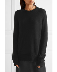 R 13 R13 Distressed Edge Cashmere Sweater Black