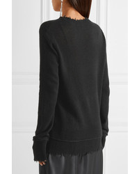 R 13 R13 Distressed Edge Cashmere Sweater Black