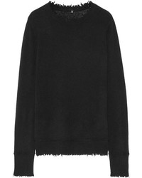 R 13 R13 Distressed Edge Cashmere Sweater Black