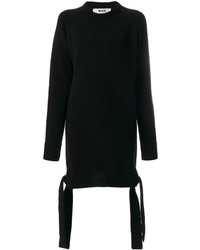 Women's Black Oversized Sweater, Black Skater Skirt, Black Leather
