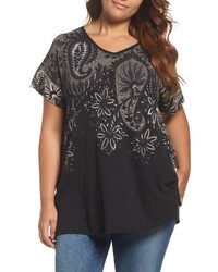 Lucky Brand Plus Size Big Paisley Top