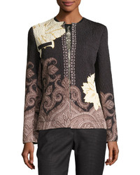 Etro Matelass Floral Paisley Cardigan Black