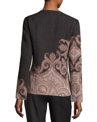 Etro Matelass Floral Paisley Cardigan Black