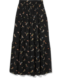 Black Paisley Chiffon Maxi Skirt