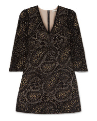 Black Paisley Chiffon Shift Dress