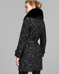 Maximilian Belted Paisley Coat With Fox Fur Collar