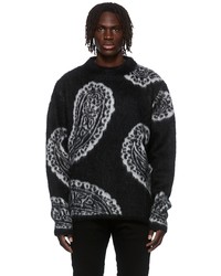 Black Paisley Crew-neck Sweater