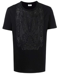 Etro Paisley Embroidered Cotton T Shirt
