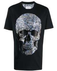 Philipp Plein Paisley Skull Round Neck T Shirt