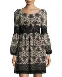 Max Studio Paisley Print Lace Detail Dress Black