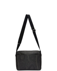 Black Paisley Leather Messenger Bag