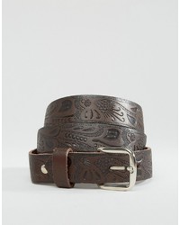 Reclaimed Vintage Paisley Embossed Leather Waist Belt