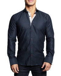 Maceoo Einstein Paisley Black Contemporary Fit Button Up Shirt