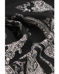 Alexander McQueen Fringed Paisley Print Silk Crepe Scarf Black