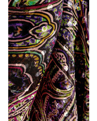 Etro Paisley Print Devor Silk Blend Gown Black