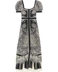 Alexander McQueen Paisley Print Silk Crepe De Chine Midi Dress Black