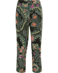 Black Paisley Silk Pants