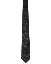 Etro Black White Paisley Tie