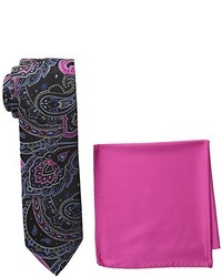 Steve Harvey Tall Extra Long Paisley Woven Necktie And Solid Pocket Square