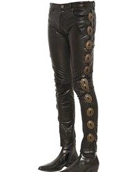 Saint Laurent 15cm Laced Up Embellished Leather Pants