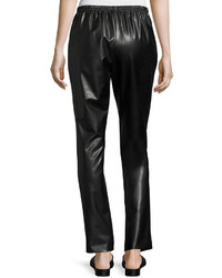Caroline Rose Bi Stretch Faux Leather Pants Black Plus Size