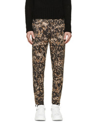 Alexander McQueen Black Khaki Marbled Trousers
