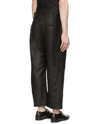 Nude:mm Black Pleated Linen Trousers