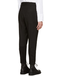 Ann Demeulemeester Black Ribbed Cuff Trousers