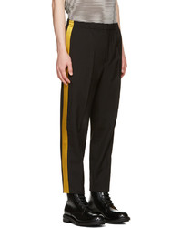 Alexander McQueen Black Satin Side Band Trousers
