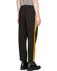 Alexander McQueen Black Satin Side Band Trousers