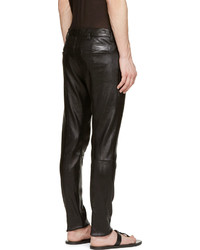 Haider Ackermann Black Shimmer Leather Skinny Trousers
