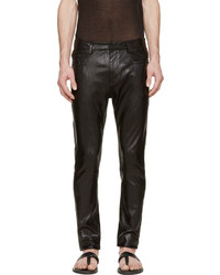 Haider Ackermann Black Shimmer Leather Skinny Trousers