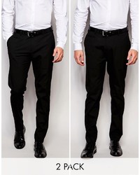Asos Brand 2 Pack Skinny Smart Pants In Black