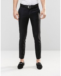 Asos Brand Slim Tuxedo Pants In Black In 100% Wool