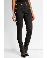 Balmain Cotton Blend Pants With Embossed Buttons
