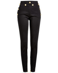 Balmain Cotton Blend Pants With Embossed Buttons