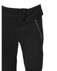 Balmain Cotton Jersey Pants W Biker Details
