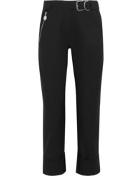 Carven Cropped Belted Canvas Straight Leg Pants Black