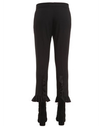 MSGM Cropped Ruffled Compact Jersey Pants