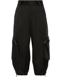 Fendi Cropped Satin Cargo Pants Black