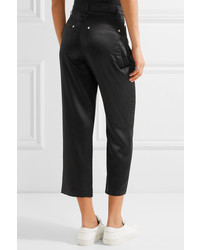 Opening Ceremony Cropped Silk Charmeuse Straight Leg Pants Black
